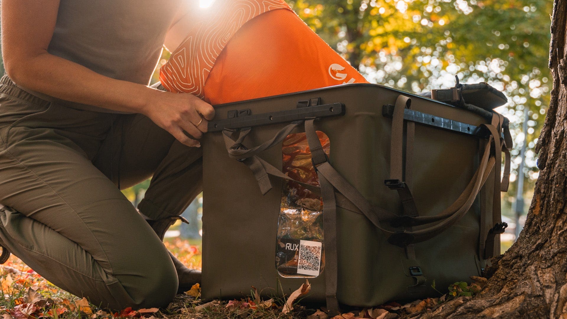 Packing camping gear into a RUX 70L